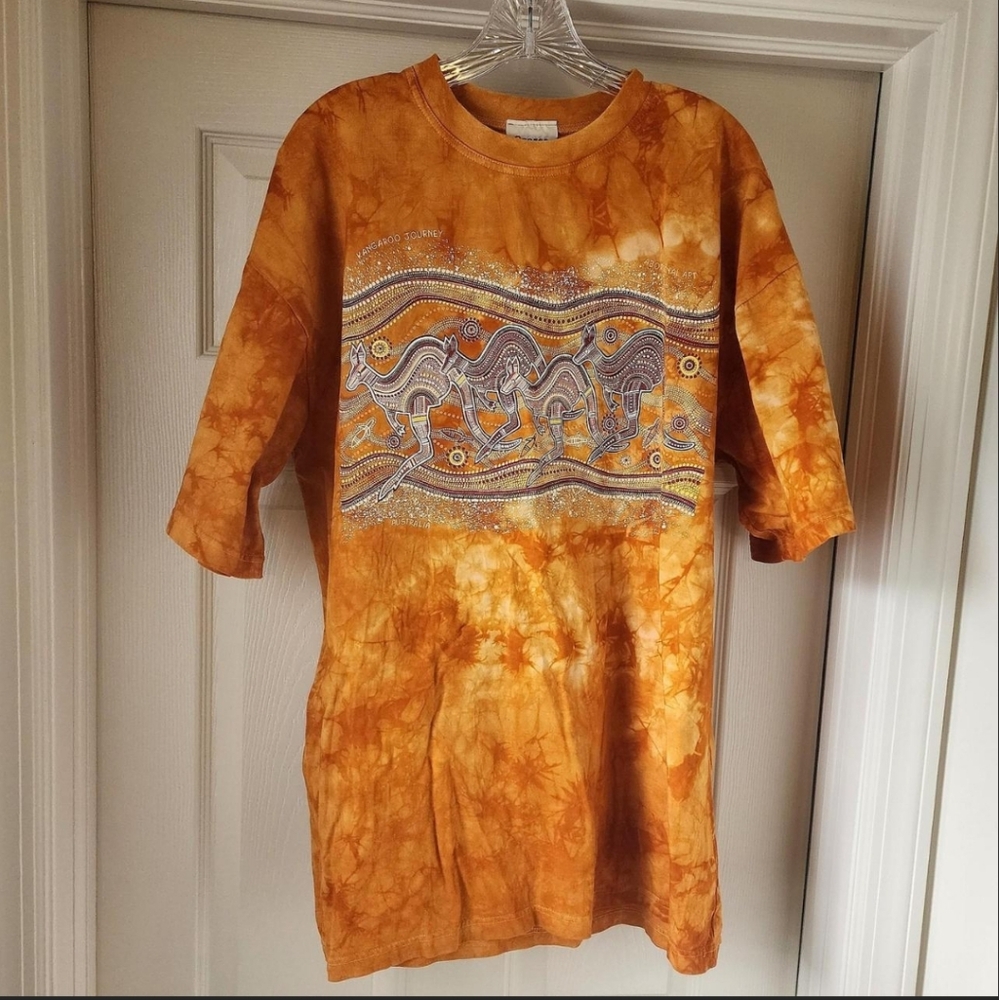 Vintage orange tie dye Australia kangaroo tshirt. Size XL. JW Eastwood